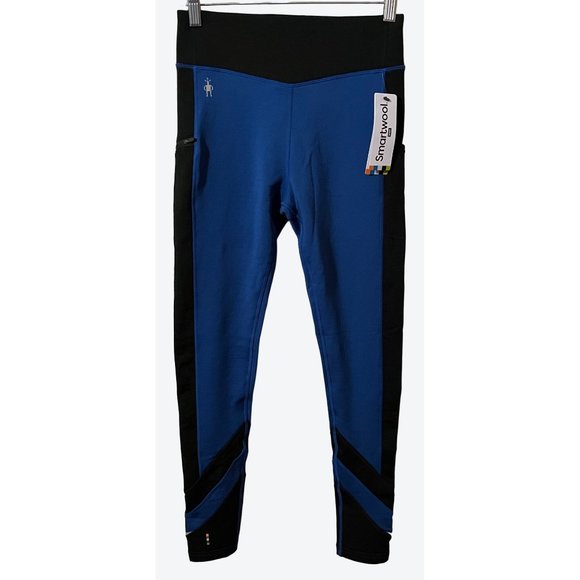 Smartwool Women's Merino Sport Fleece Colorblock Legging Blue Black 26" x 27" - Picture 1 of 9